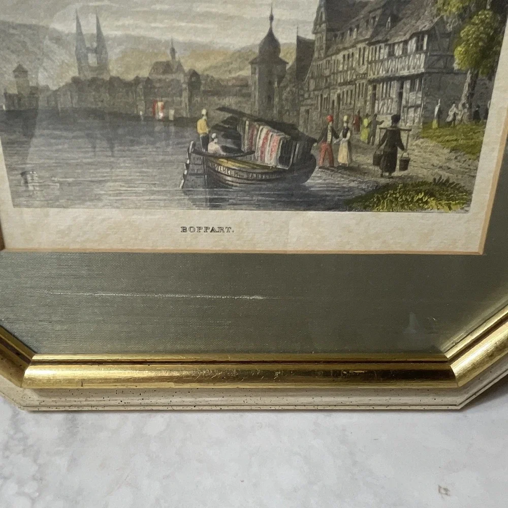 Marko Octagon Wall Frame 4x6 Gold/Green/Beige Wood Clear Glass MPN 479